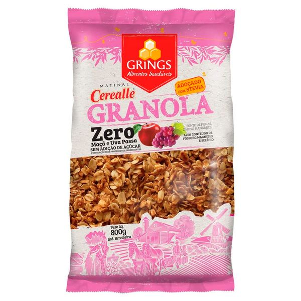 Granola Cerealle Zero Açúcar Maçã com Uva Passa Grings 800g