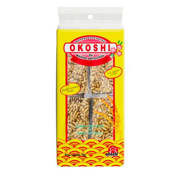 Barras de Arroz Integral Sem Glúten Okoshi 70g