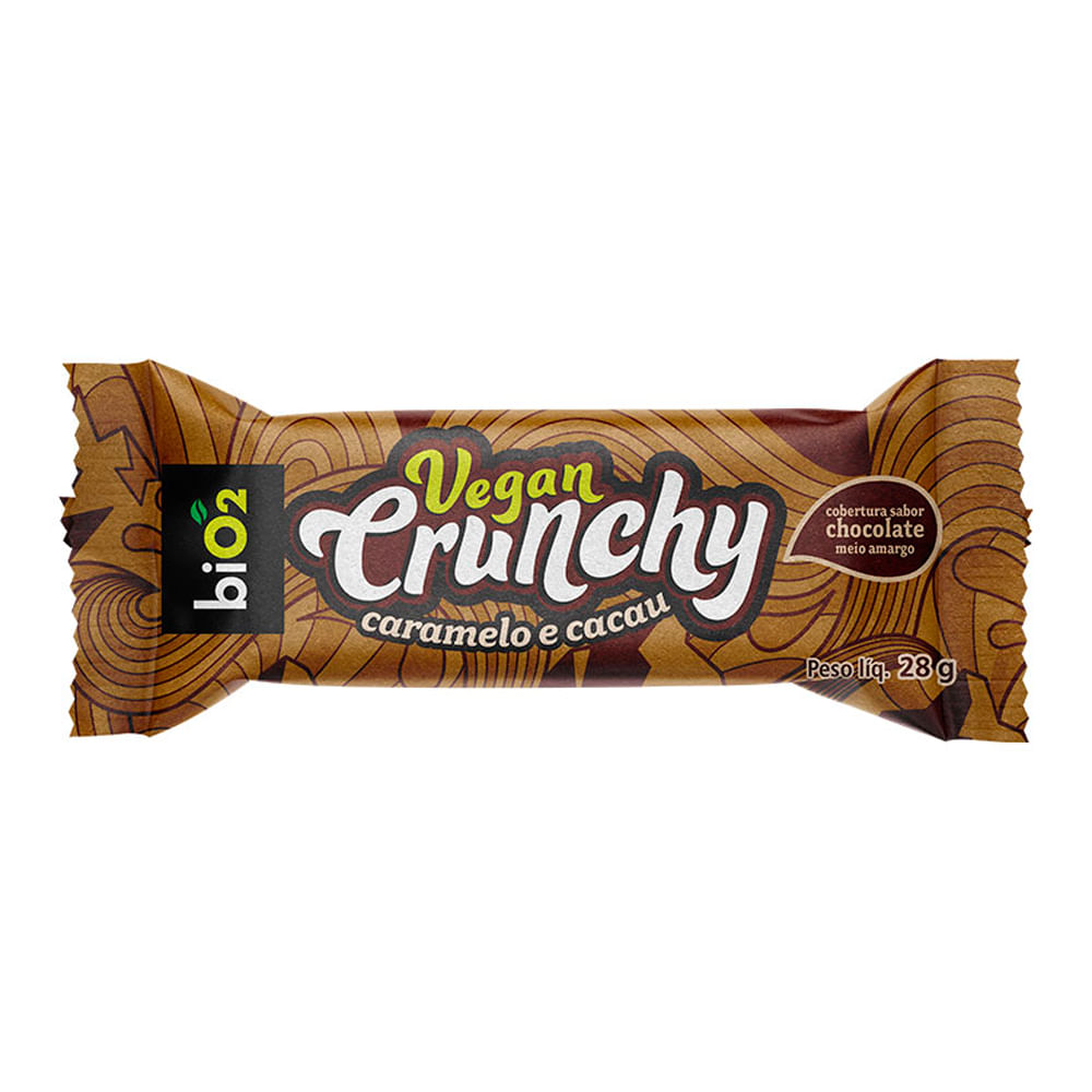 Barra de Cereal Sabor Caramelo e Cacau Vegan Crunchy biO2 28g