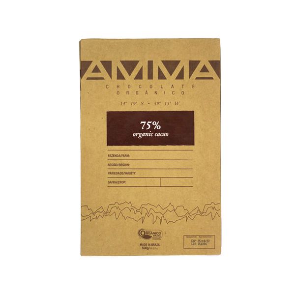 Chocolate Orgânico 75% Cacau Amma 500g