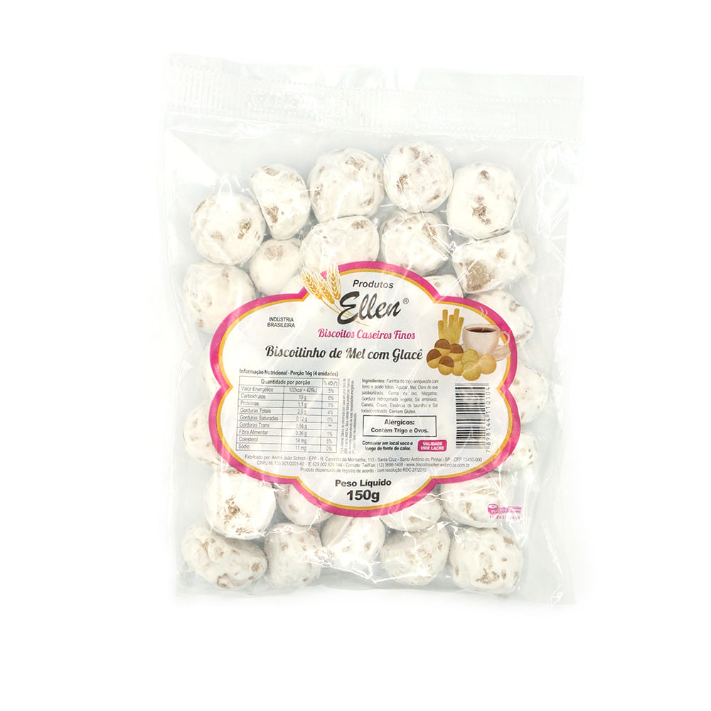 Biscoitos Caseiros Mel com Glacê Ellen 150g