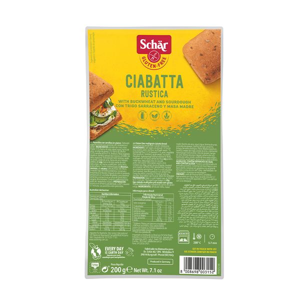Pão Sem Glúten Ciabattine Rústica 200g
