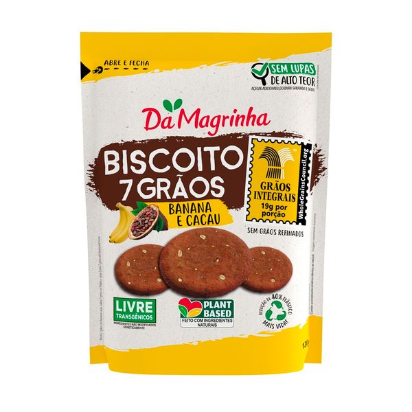 Biscoito Integral 7 Grãos Banana e Cacau Da Magrinha – 120g