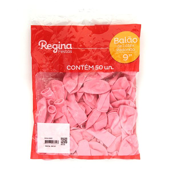 Balão de Látex Rosa Baby Regina 50 Unidades