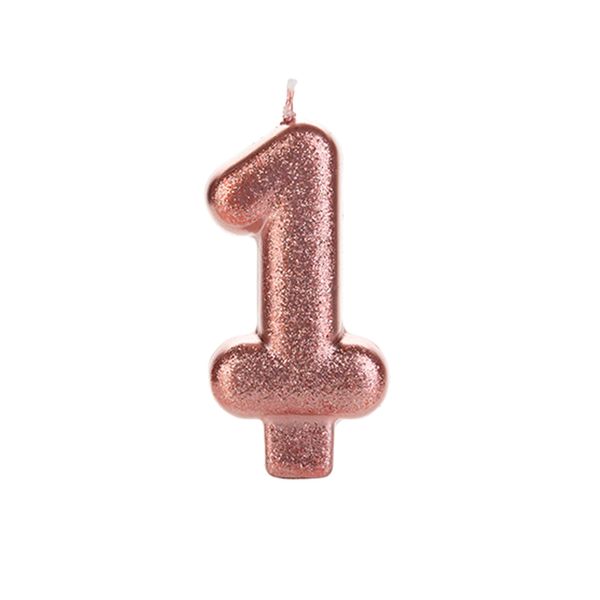 Vela de Aniversário Glitter Bronze Número 1