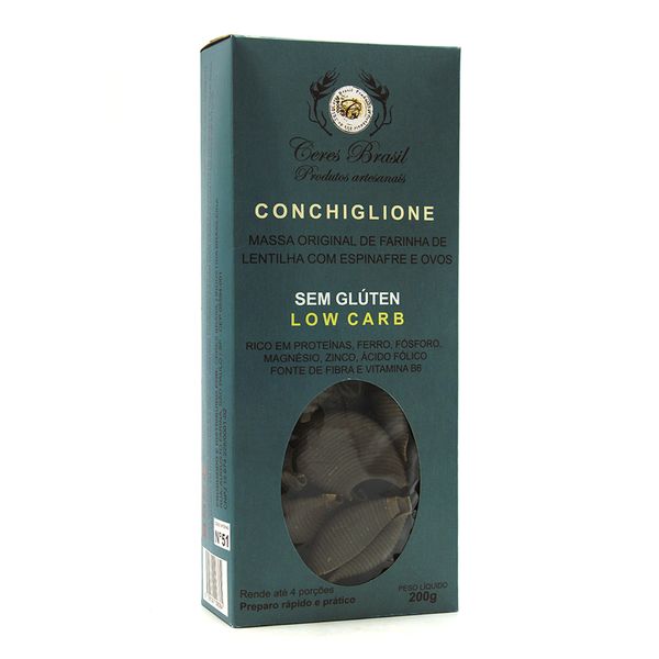 Macarrão Conchiglione de Farinha de Lentilha com Espinafre Sem Glúten Ceres Brasil 200g