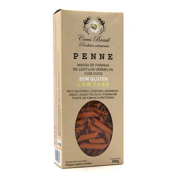 Macarrão Penne de Farinha de Lentilha Vermelha Sem Glúten Ceres Brasil 200g