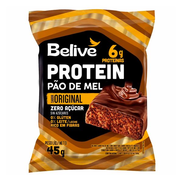 Pão de Mel Proteico Sabor Original Sem Glúten Belive 45g