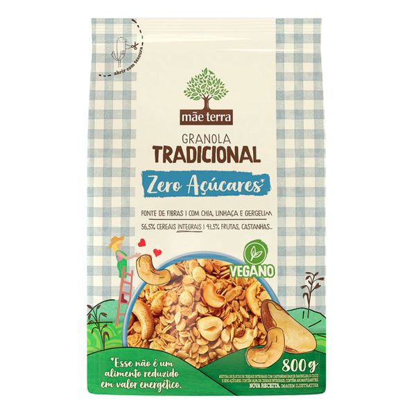 Granola Tradicional Zero Açúcares Mãe Terra 800g