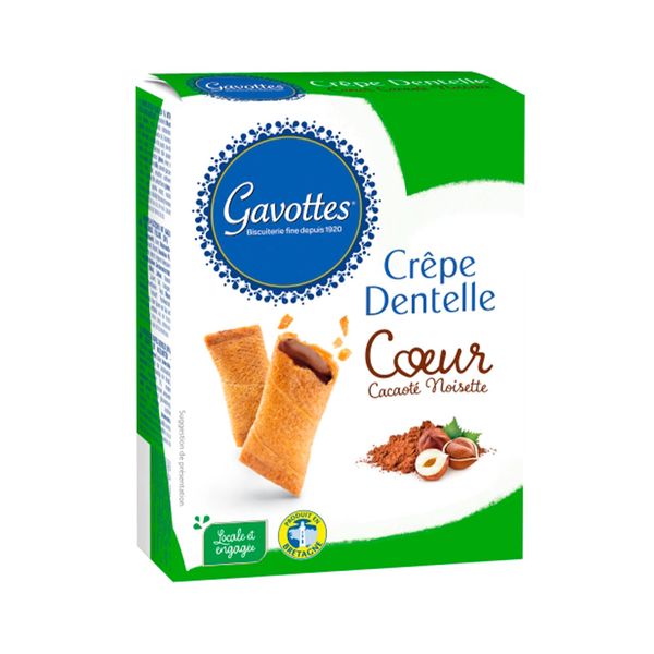 Crêpe Dentelle Recheado Com Creme de Avelã e Cacau Gavottes 90g