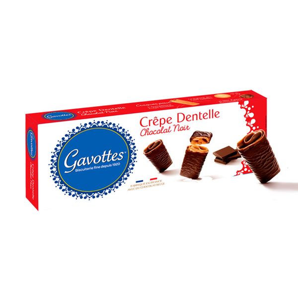 Crêpe Dentelle Coberto de Chocolate Amargo Gavottes 90g