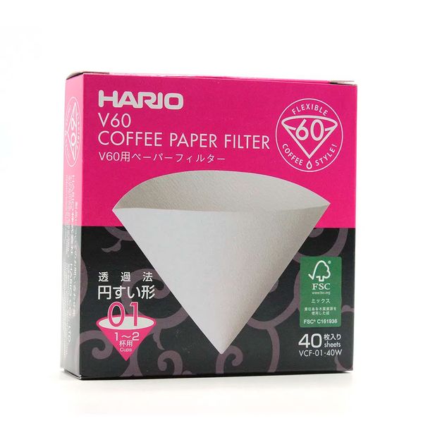 Filtro de Papel Cônico V60 Número 01 Hario 40 Unidades