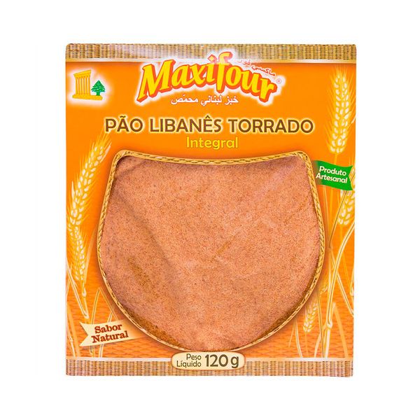 Pão Libanês Torrado Integral Maxifour 120g