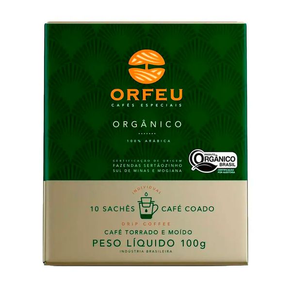 Café Orgânico Moído Drip Coffee Orfeu 10 Sachês