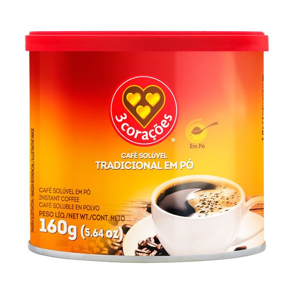 Café Solúvel Tradicional em Pó 3Corações 160g