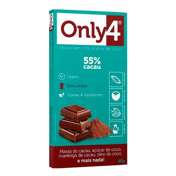 Chocolate 55% Cacau Com Açúcar de Coco Only 4 - 70g