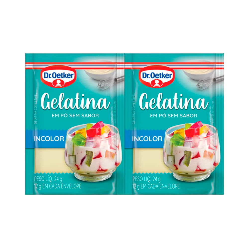 Gelatina em Pó Incolor Sem Sabor Dr. Oetker 2x24g
