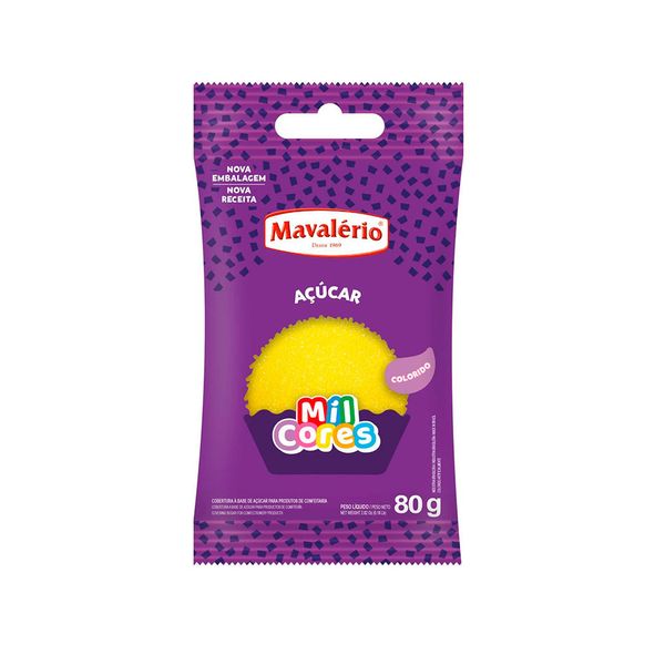Açúcar Granulado Amarelo Mil Cores Mavalério 80g