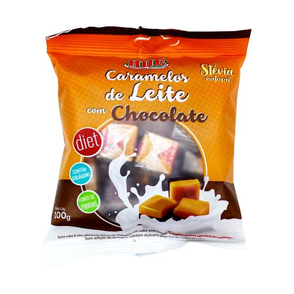 Bala de Caramelo de Leite com Chocolate Diet Hué 100g
