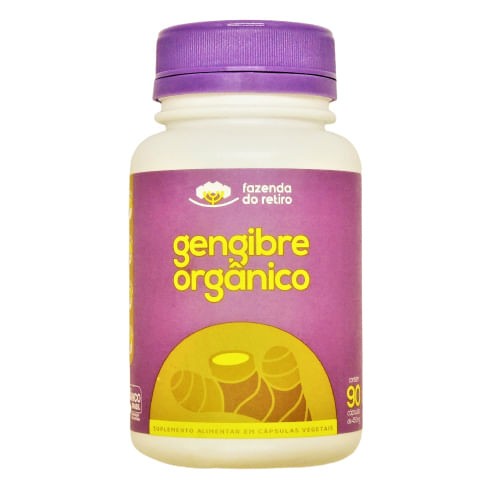 Suplemento de Gengibre Orgânico 90 Cápsulas Fazenda do Retiro