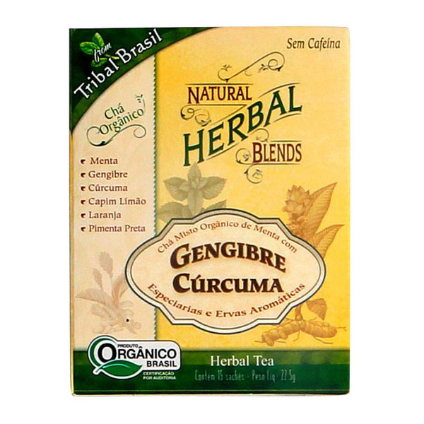 Chá Orgânico de Gengibre Cúrcuma Tribal 22,5g