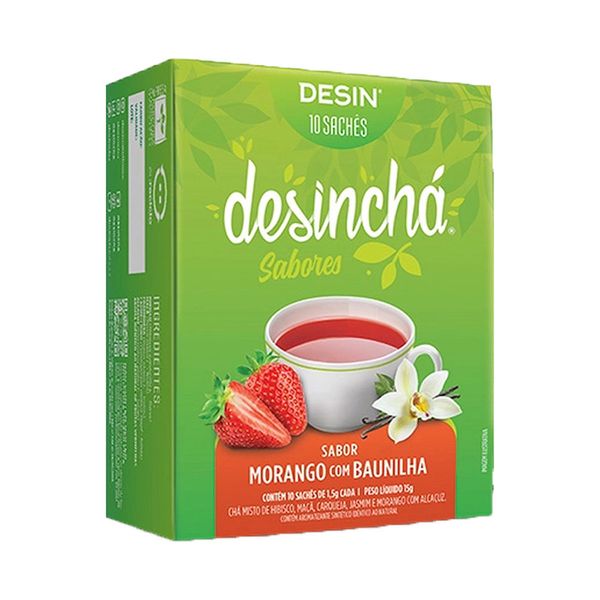 Chá Sabor Morango com Baunilha Desinchá 15g