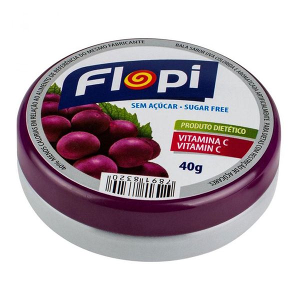 Bala de Uva Sem Açúcar Flopi Florestal 40g