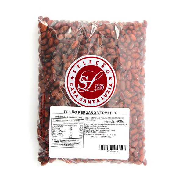 Feijão Peruano Vermelho Casa Santa Luzia 500g