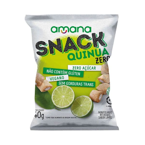 Snack Quinua Zero Recheado Sabor Limão Amana 40g