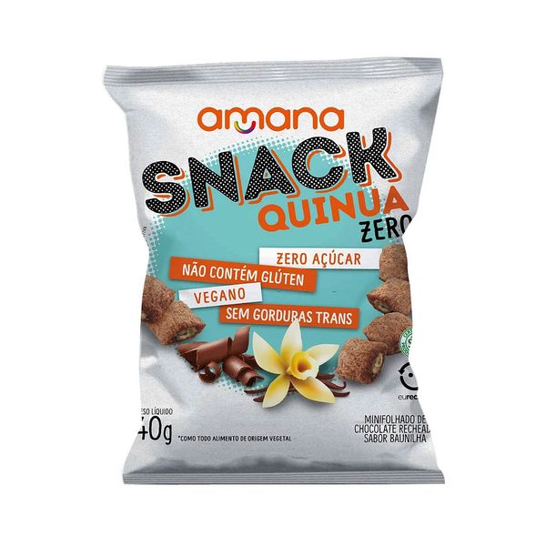 Snack Quinua Zero Recheado Sabor Baunilha Amana 40g