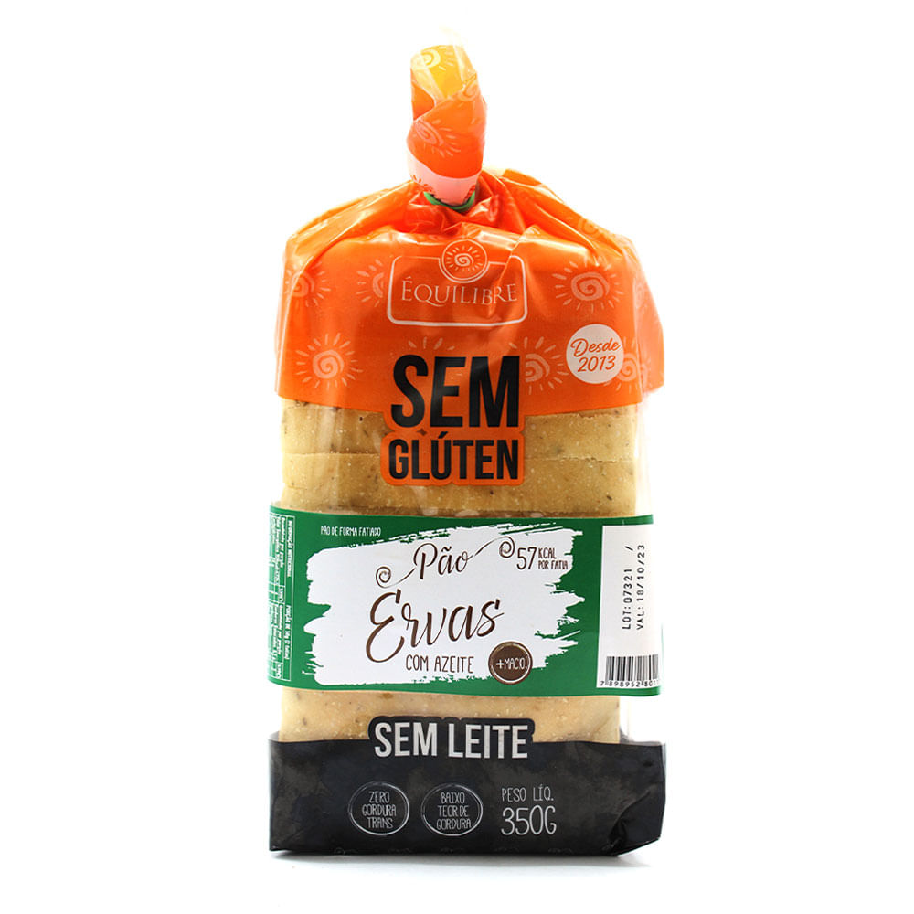 Pão de Forma de Ervas com Azeite Sem Glúten Équilibre 350g