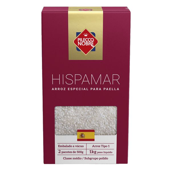 Arroz Hispamar Para Paella Pilecco Nobre 1kg