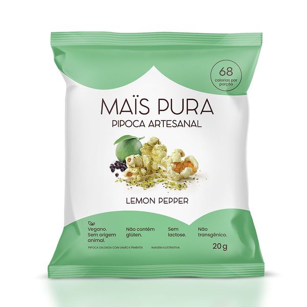 Pipoca Artesanal Sabor Lemon Pepper Mais Pura 20g