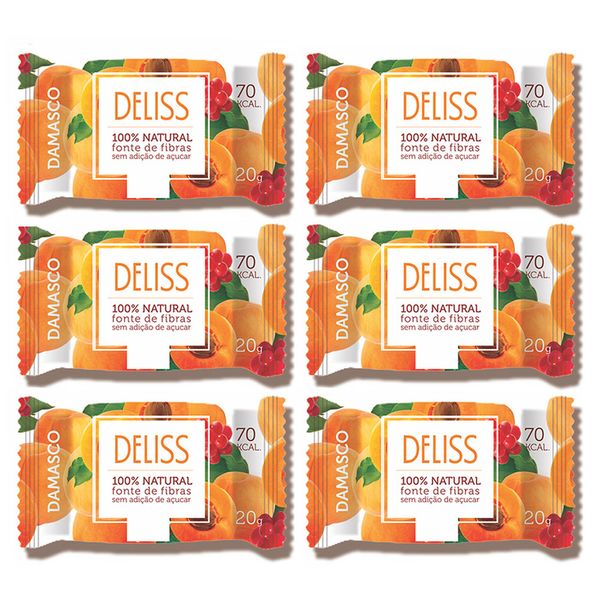 Doce Frutas Secas Damasco Sem Açúcar Deliss 6 unidades 20g