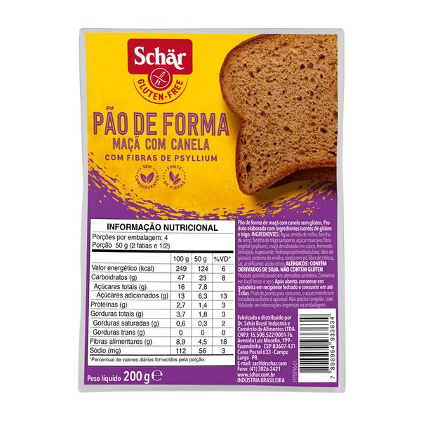 Pão de Forma Maçã e Canela Schar 200g