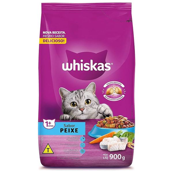 Ração Seca para Gatos Adultos Sabor Peixe Whiskas 900g