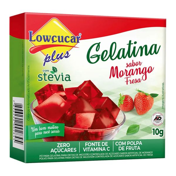 Gelatina em Pó Sabor Morango Lowçucar 10g