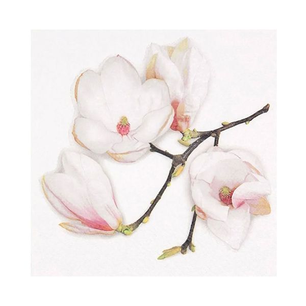 Guardanapo Ramo de Flor Branco Ti-flair 24x24cm - 20 und