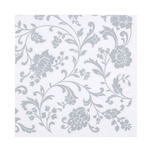 Guardanapo de Papel Arabesco Prata Ti-Flair 24x24cm