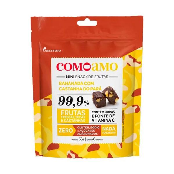 Mini Snack de Frutas Sabor Bananada com Castanha do Pará Comoamo 56g