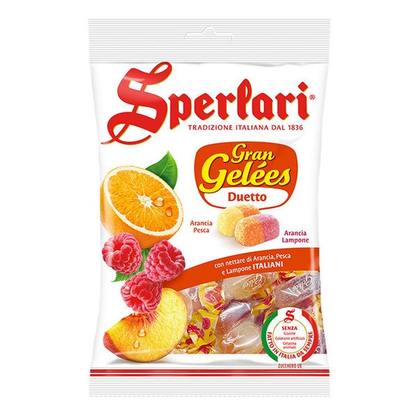 Bala Gel Gelatinosas Sabor Laranja/Pêssego/Framboesa Sperlari – 175g