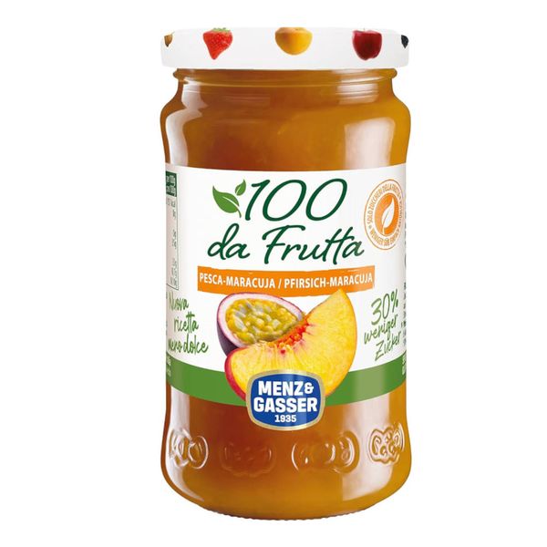 Geleia de Pêssegos e Maracujá 100 da Frutta Menz&Gasser 240g