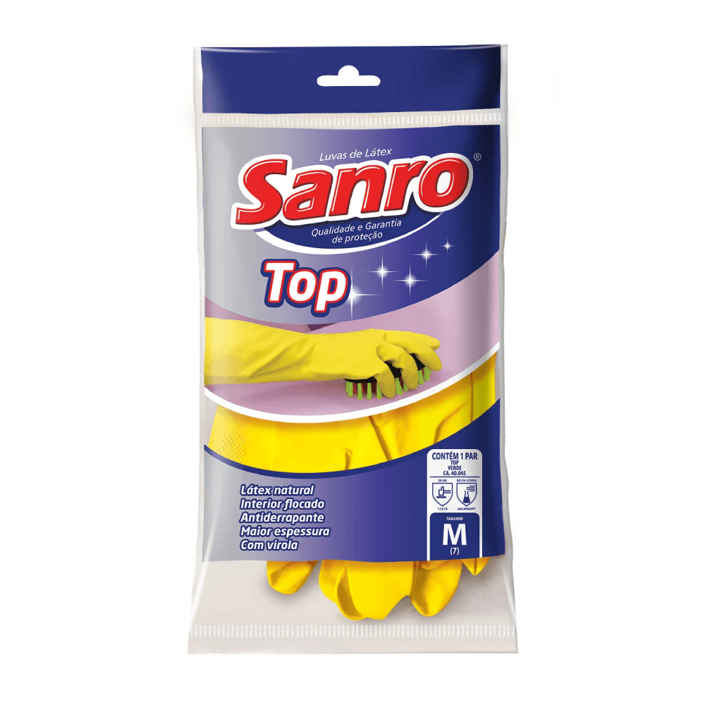 Luvas Top Amarelas Tamanho M Sanro 1 par