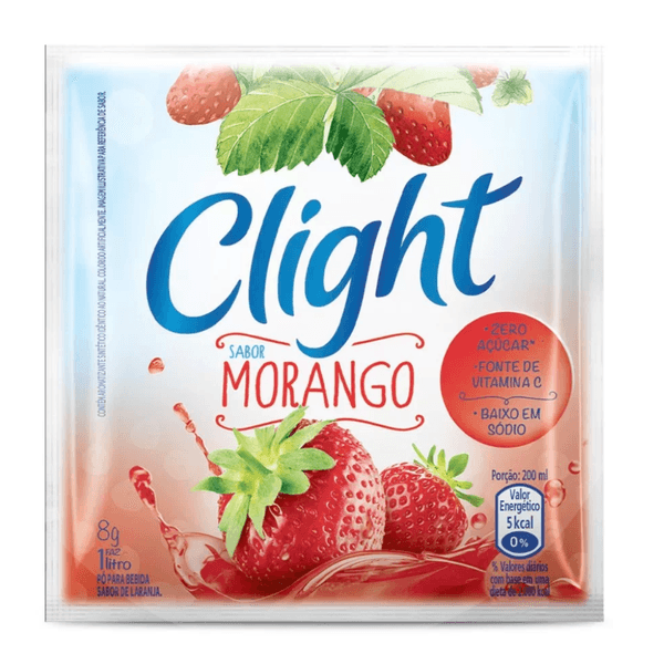 Refresco em Pó Sabor Morango Sem Açúcar Clight 8g