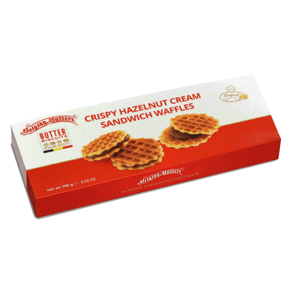 Waffles Crocantes Recheados com Creme de Avelã Belgian Butters 100g