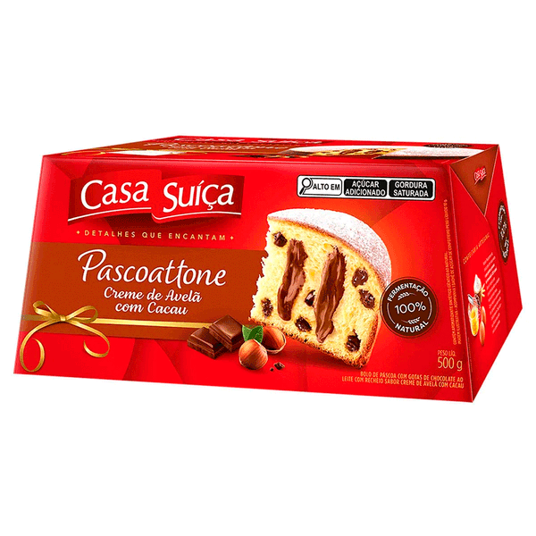 Colomba Pascoattone de Creme de Avelã com Cacau Casa Suíça 500g