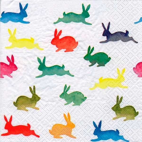 Guardanapo Páscoa Coelhos Coloridos Flores Ti - Flair