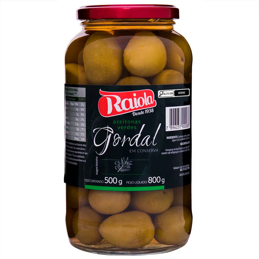 Azeitona Verde Gordal Raiola 800g