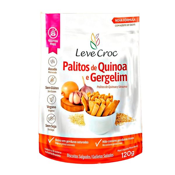 Palitos de Quinoa e Gergelim Sem Glúten Vegano Leve Croc 120g