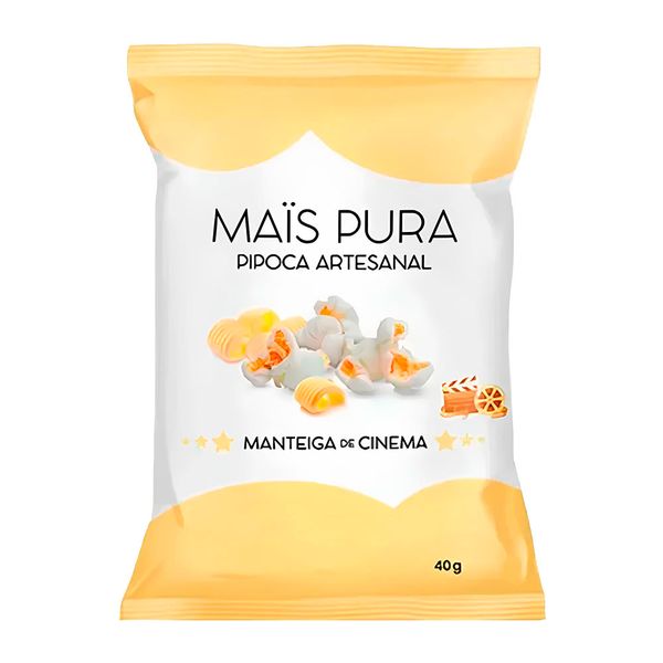 Pipoca Artesanal com Manteiga de Cinema Sem Glúten Mais Pura 40g